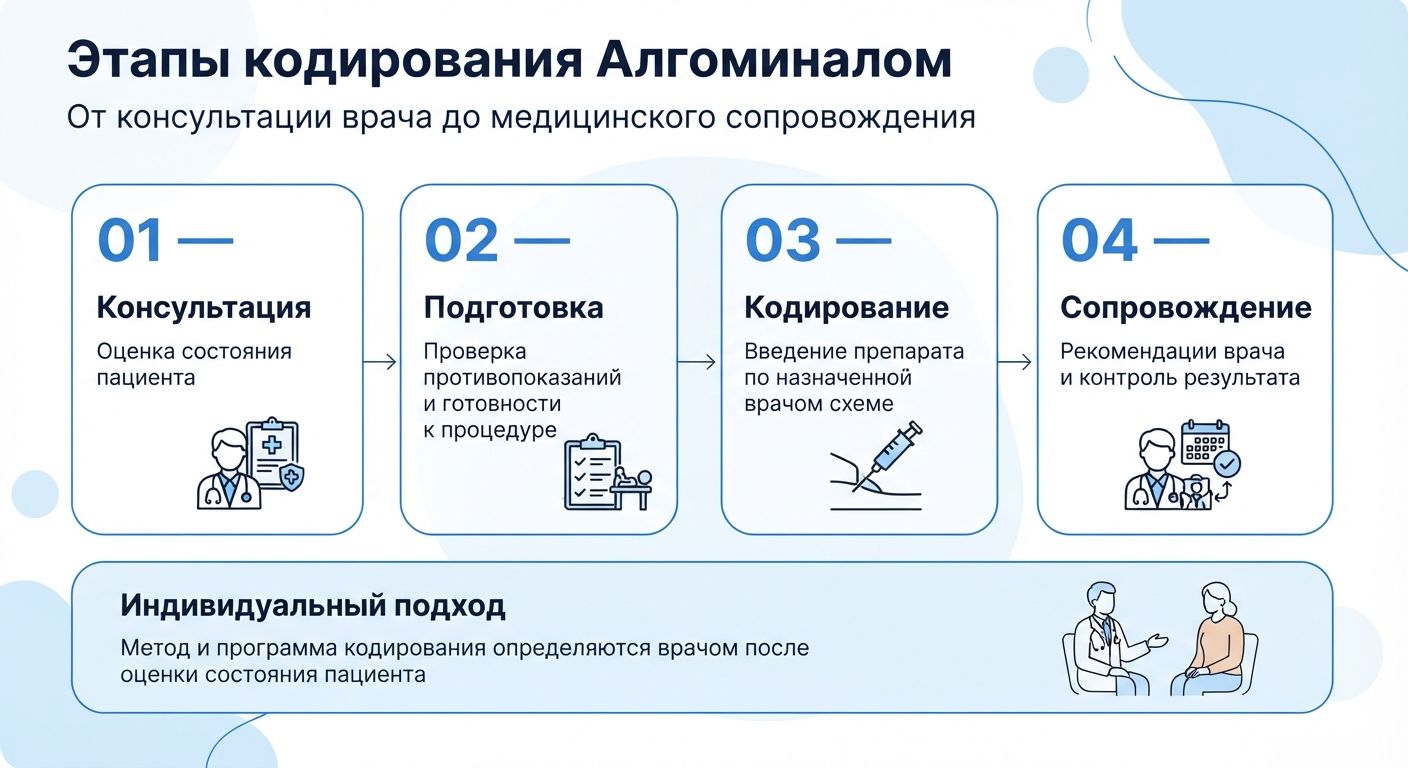 Кодирование препаратом «Алгоминал» в Павлово инфографика